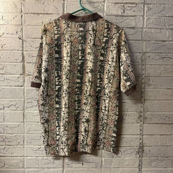 Vintage L.B. Polo Shirt Men's Large - Retro Pattern Short Sleeve Button-Up - Picture 6 of 11